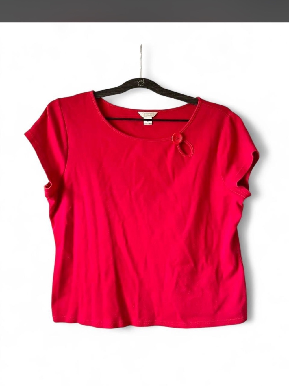 Y2K Twee red shirt with button detail